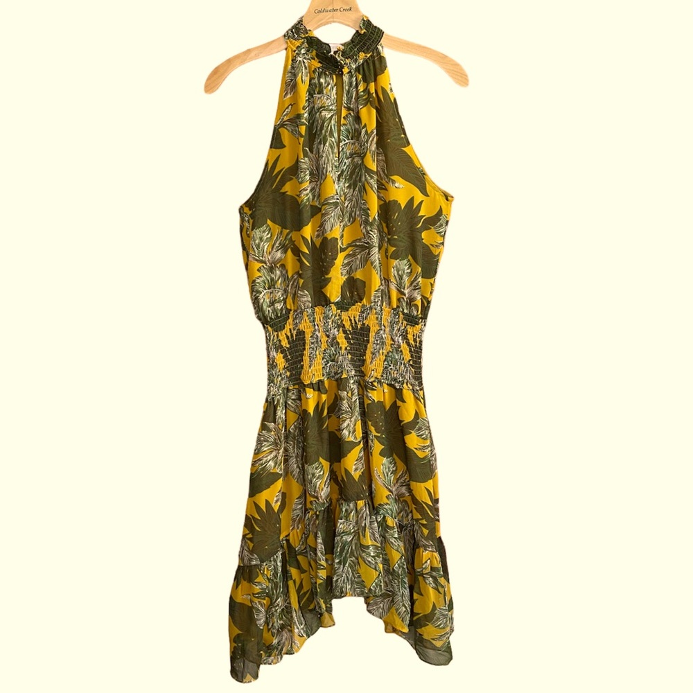 Olivaceous Yellow and Green High Low Dress New